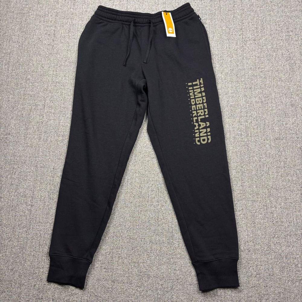 Timberland Sweatpants Mens Medium Jogger Black Camo Pocket Graphic Logo NEW